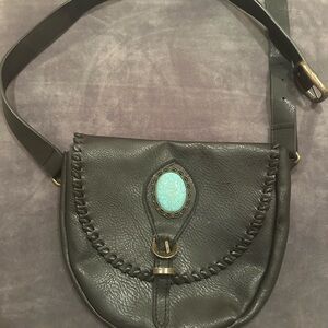Black Faux Leather Fannypack